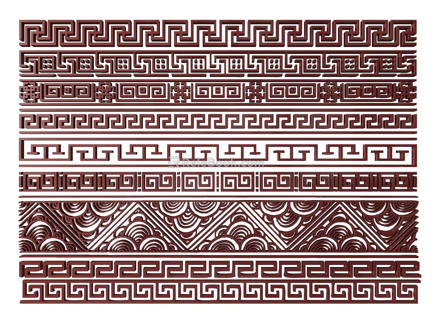 New Chinese Style Flower Lattice Window Carved Hollow Carved Window Corner Carved Gypsum Line Carved Window Pattern Carved 3d model