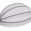 White Semicircular Decorative Object With Black Lines And Scalloped Edge