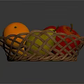 Wicker Fruit Basket Filled With Red Apples Oranges And Pears
