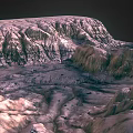 Detailed View Of Rugged Planetary Surface With Mountainous Terrain And Deep Canyons