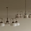 Ceiling Mounted Modern Chandeliers Featuring Multiple Glass Shades And Metal Frame