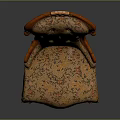 Classic Vintage Wooden Armchair With Floral Pattern Upholstery And Carved Accents