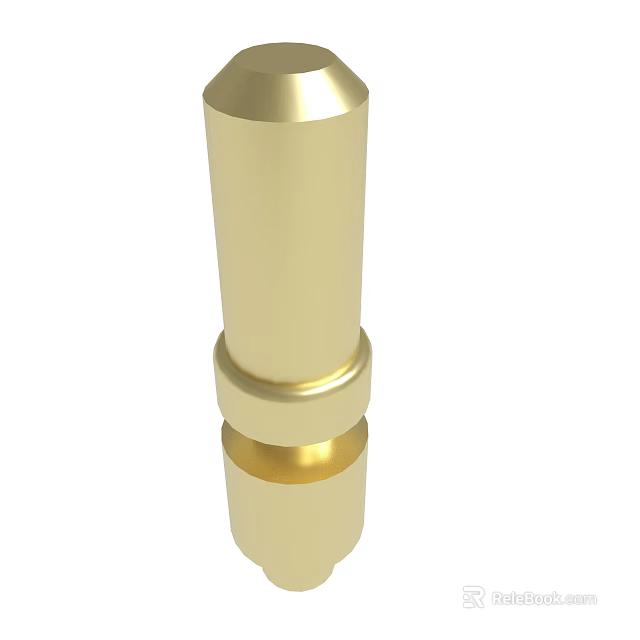 Shiny Golden Cylindrical Metal Component With Ring Structure Design Details 3d model 
