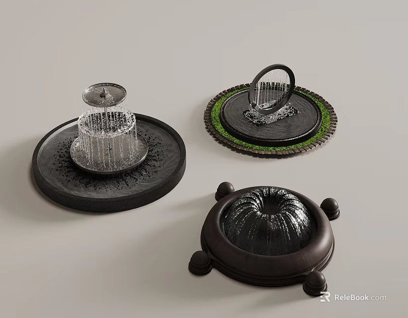 Garden Landscape Decorative Water Fountains With Unique Designs And Ornamental Bases 3d model 