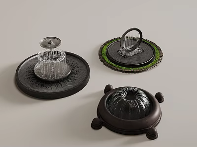 Garden Landscape Decorative Water Fountains With Unique Designs And Ornamental Bases 3d model
