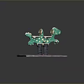 Green Dinosaur Shaped Children's Seesaw With Spring Base For Playground Use