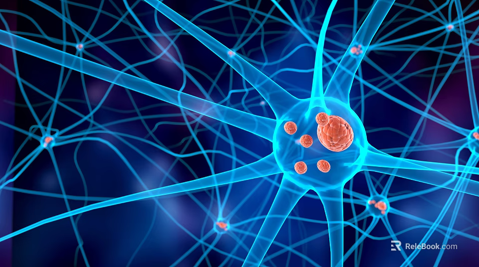 Medical Device For 3D Rendering Of Neuron Network With Red Cells 3d model 