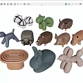 Unique Animal Themed Stool Design For Kids Playroom With Decorative Elements 3d model
