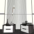 Modern Bedside Tables Design With Eiffel Tower Decor Book Photo Frame And Striped Wall