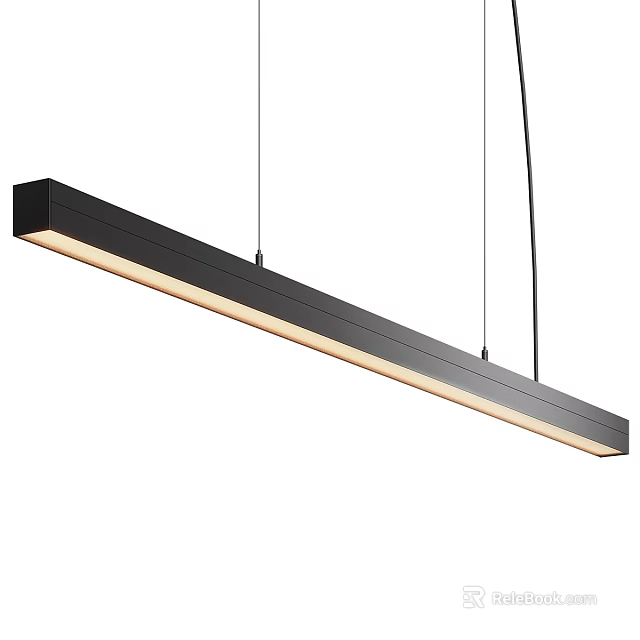 Sleek Modern Linear Black Pendant Light with LED Design for Interior Spaces 3d model 