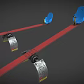 Dual Parallel Red Fitness Bars With Blue Seats And Metal Components Design