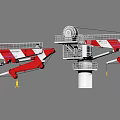 Industrial Crane Equipment With Red White Boom Rotating Platform And Hoisting Hooks