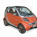 Orange Small Two Seater Car With Silver Accents And Unique Wheel Design