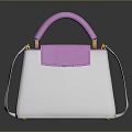Stylish White and Pink Bag with Pink Handle Gold Metal Accents and Adjustable Shoulder Strap