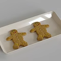 Festive Gingerbread Men Cookies Decorated With Smiling Faces And Buttons On White Rectangular Plate 3d model