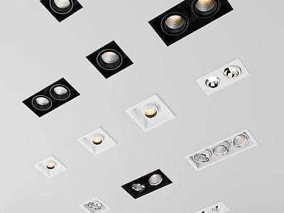 Modern Downlights And Spotlights In Different Styles Black And White Ceiling Lighting Design 3d model
