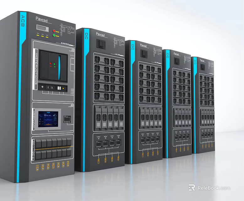 Computer Server Racks With 19 Inch Rackmount Design And Network Control Panels 3d model 