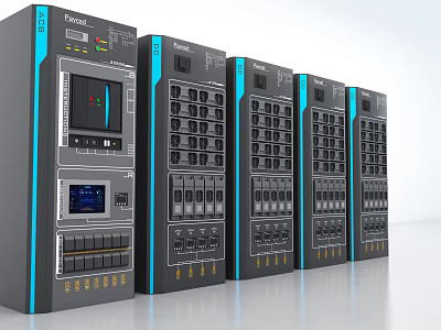 Computer Server Racks With 19 Inch Rackmount Design And Network Control Panels 3d model