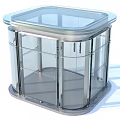 Modern Glass Revolving Door With Metal Frame And Transparent Top