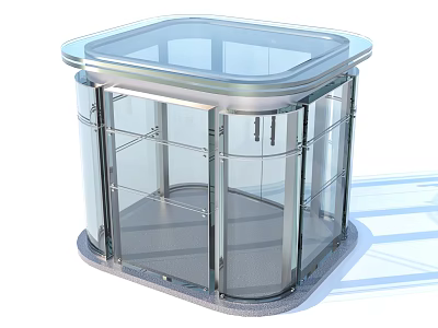 Modern Glass Revolving Door With Metal Frame And Transparent Top 3d model