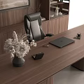 Modern Luxury Study Room Desk and Office Chair with Bookshelves Decorative Painting and Table Lamp