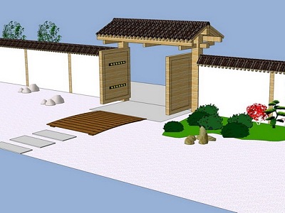 Landscape layout of courtyard entrance model