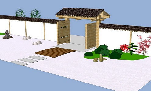 Landscape layout of courtyard entrance 3d model