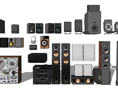 Different Types of Headphones and Speakers for Audio Entertainment Systems 3d model