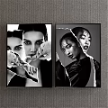 Black and White Female Portrait Art With Torn Paper Design Elements Two Framed Wall Paintings