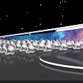Starry Sky Dome Interior Design With Central Green Plant Platform And White Pillars