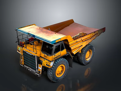 Yellow Heavy Duty Mining Dump Truck With Large Tires And Tipper Bed 3d model