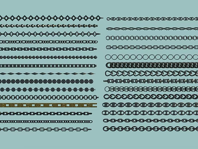 Ornamental Chain Border Patterns With Various Geometric And Dotted Designs 3d model