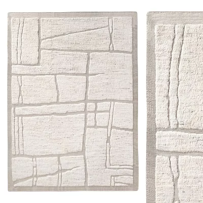 Light Colored Square Rug Featuring Stone Tile Pattern And Textured Surface Design 3d model