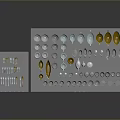 Assorted Household Daily Use Items on Gray Tray with Different Shapes Sizes and Colors