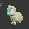 Cute Cartoon Sheep Game Movie Character With White Curly Wool Brown Eyebrows And Pink Nose