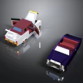 Two Model Cars In Red White And Blue With Convertible Design And Red Seats