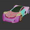 Silver Sports Car With Futuristic Sleek Body Aerodynamic Shape And Black Alloy Wheels