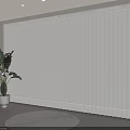 White Vertical Blinds In Bright Room With Potted Plant And Area Rug