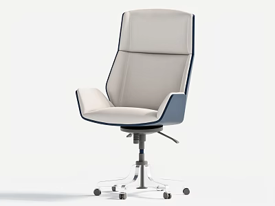 Modern Light Colored Office Chair With Upholstered Seat Dark Trim And Metal Swivel Base 3d model