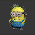 Cute Yellow Minion Stuffed Toy With Blue Overalls Goggles And Waving Pose For Kids