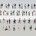 2D character parent-child family combination multiplayer 3d model