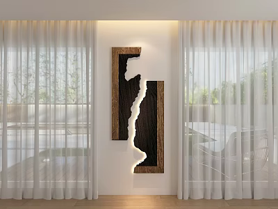 Modern Wooden Wall Decor With Lighting Effect In White Wall Interior Space And Natural Light 3d model