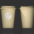 Beige Disposable Coffee Cups with NaPa Coffee Simple Cartoon Logo Design