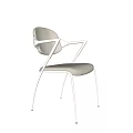 Modern Leisure Chair With White Padded Seat Back And Sleek Chrome Curved Frame