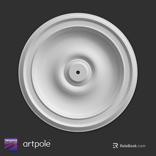 Decorative Circular White Ceiling Component With Ring Design And Central Hole 3d model 