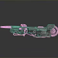 Sci Fi Futuristic Weapon With Glowing Blue Barrel Metallic Body And Mechanical Gear Details