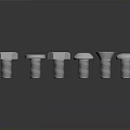 Metal Bolts With Various Head Shapes Arranged On Black Background With Reflective Finish