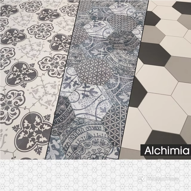 Various Floor Tiles With Floral Patterns Geometric Designs And Hexagonal Shapes 3d model 