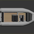 Modern Inflatable Yacht With Seats Wooden Deck And Steering Wheel