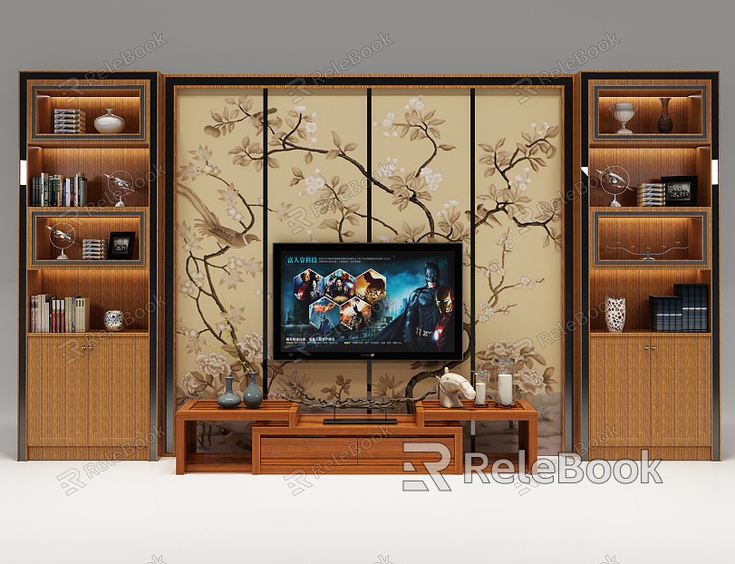 New Chinese TV Background Cabinet TV Cabinet Combination model